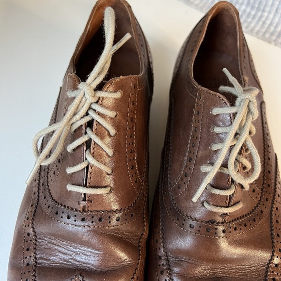 Warfield & Grand Men's Size 11.5 Wing Tip Oxfords Roy Brown Leather Dress Shoes - Picture 8 of 16